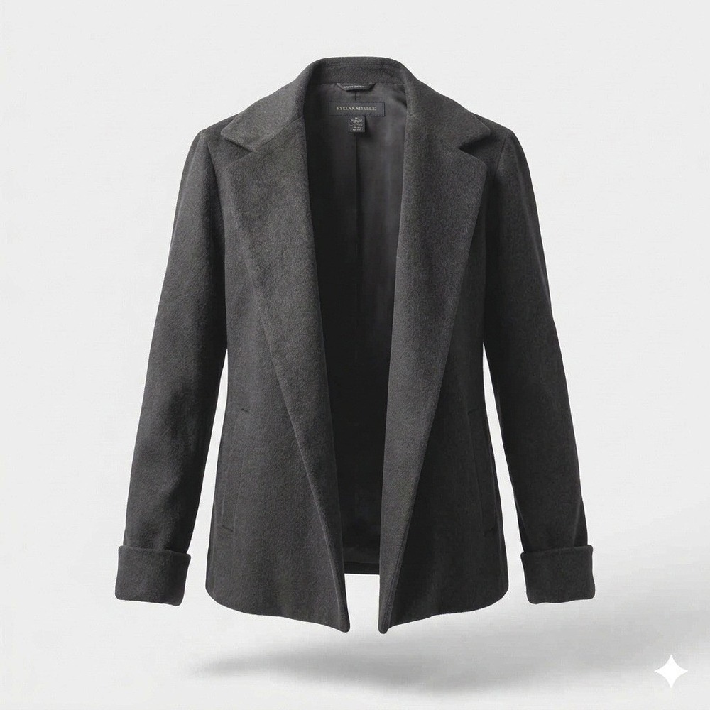 Banana Republic Italy Soft Blazer Coat Wool Angora Cashmere Open Front M Black